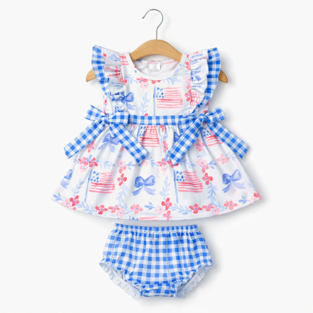 Girls pastel flag bloomer set ￼