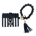 Lulu Mac Beaded Wristlet ID Wallet Black Stripe Darby