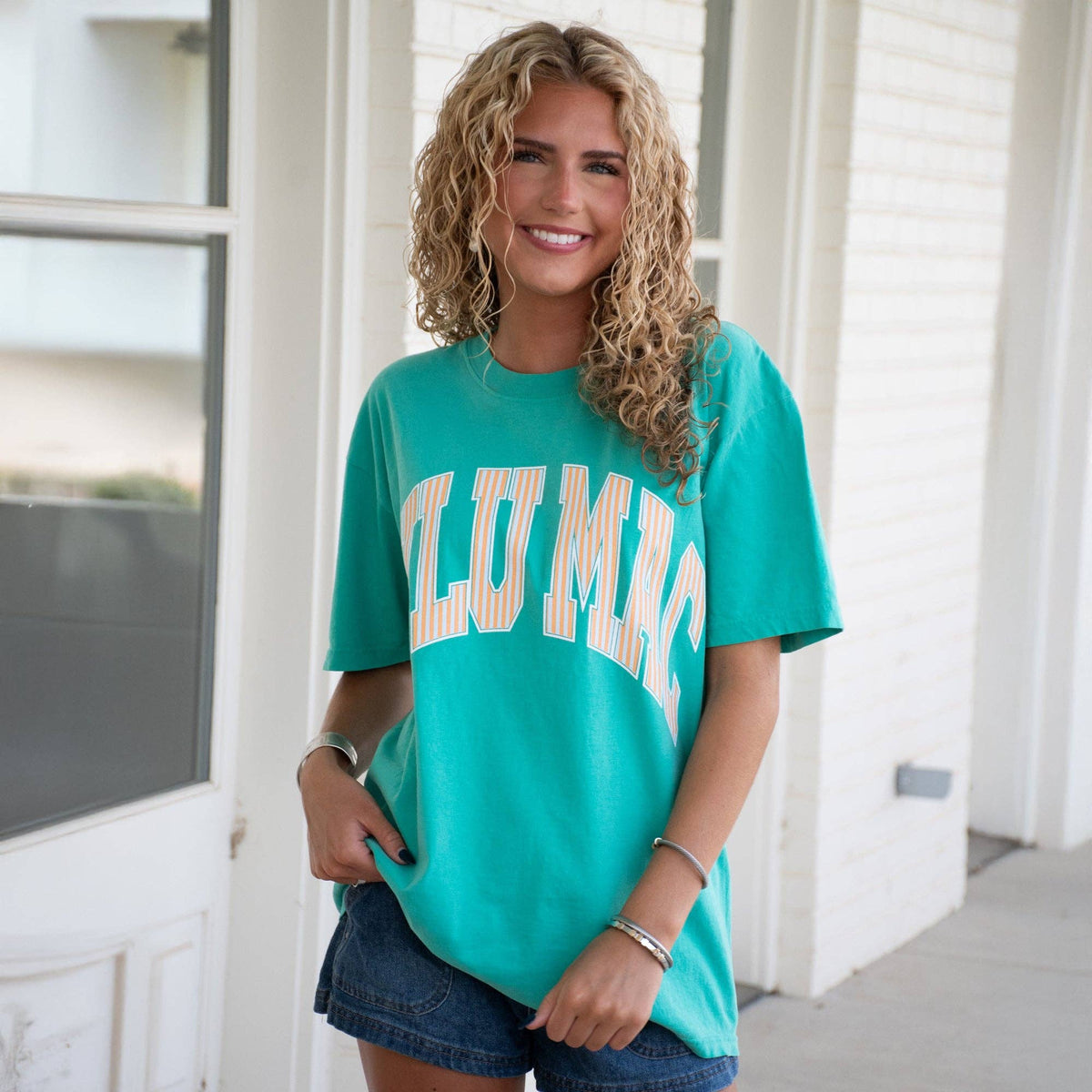LM-STR-1000 Stripe Adult Cream Sickle Sky/Island Green Comfort Colors Tee Lulu Mac