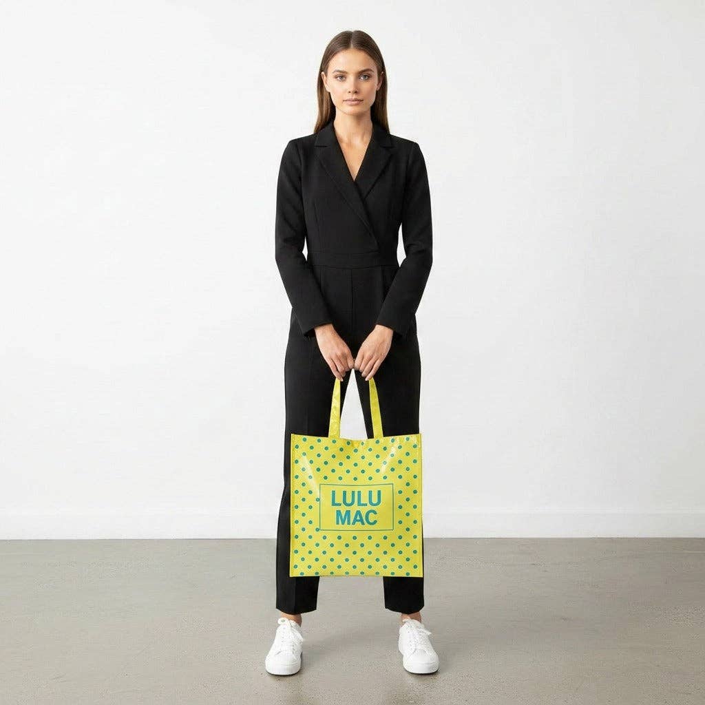 LM-BG-1004  REUSABLE TOTE -BUTTER BLUE DOT Lulu Mac