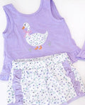 Girls goose swing back with bow 2pc shorts set