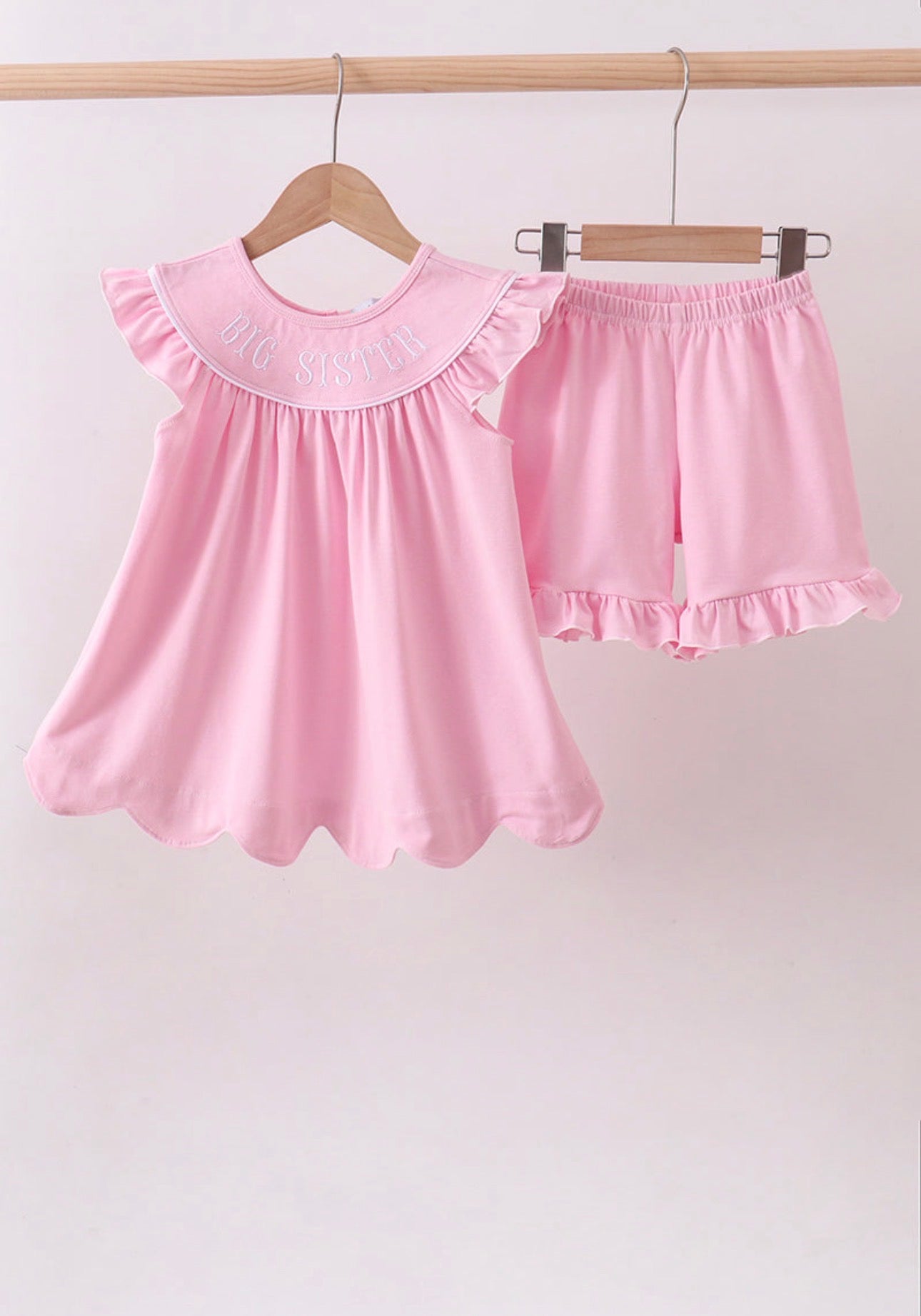 Girl’s Big Sister Pink 2 Piece Short Set