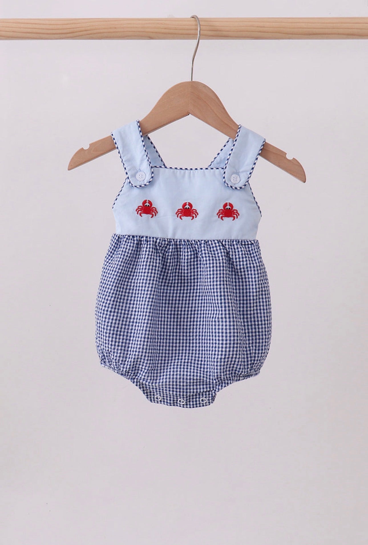 Boy’s Gingham embroidered Crab Bubble