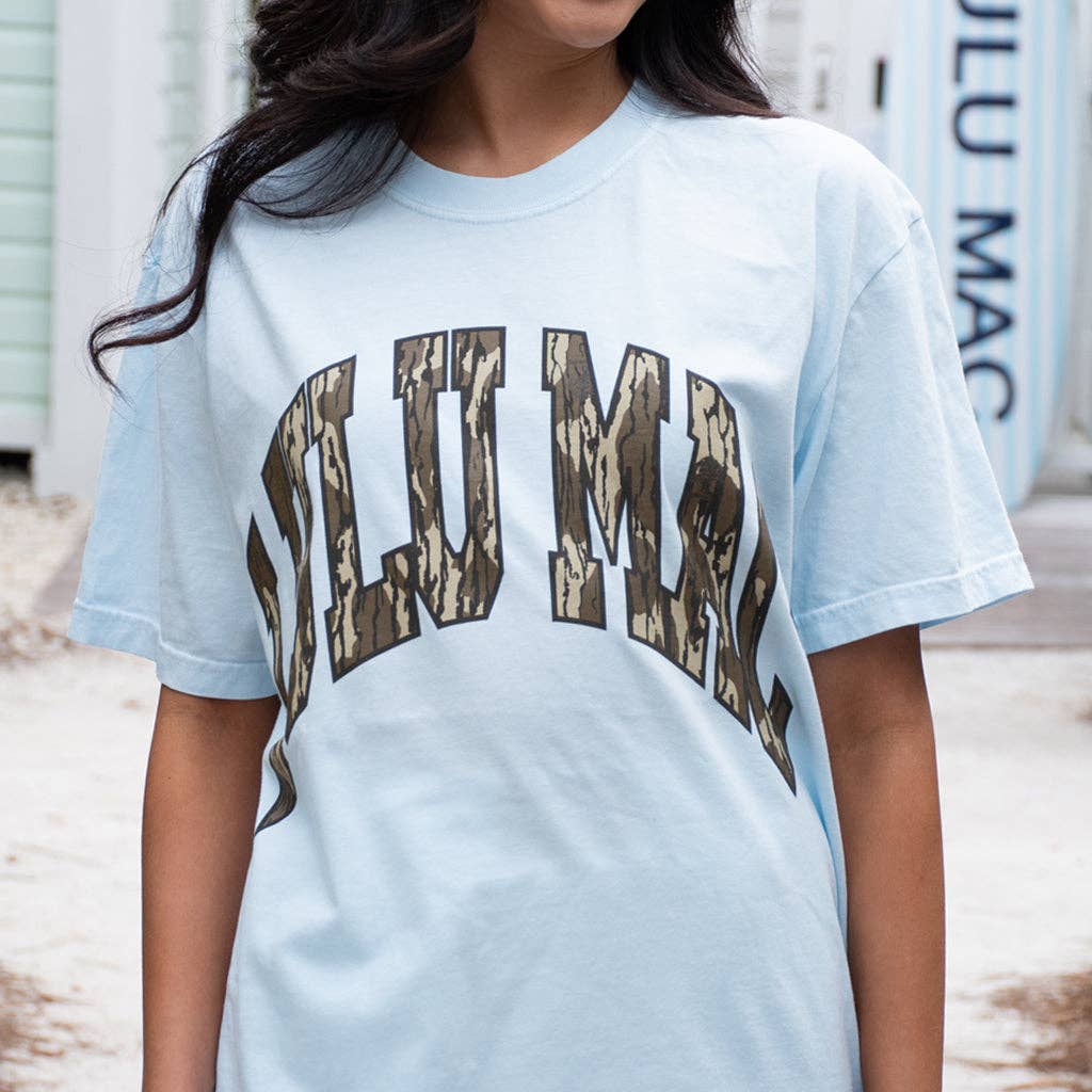 Women’s Lulu Mac-MO-1000  Mossy Oak Bottomland Adult Chambray Comfort Colors Mossy Oak Tee