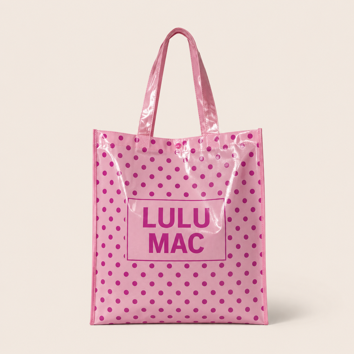 LM-BG-1004 REUSABLE TOTE-LIGHT PINK HOT PINK DOT Lulu mac