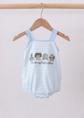 Blue this is my happy place embroidery stripe bubble Character Boy or girl