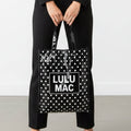 LM-BG-1004 REUSABLE TOTE-BLACK WHITE DOTS Lulu Mac