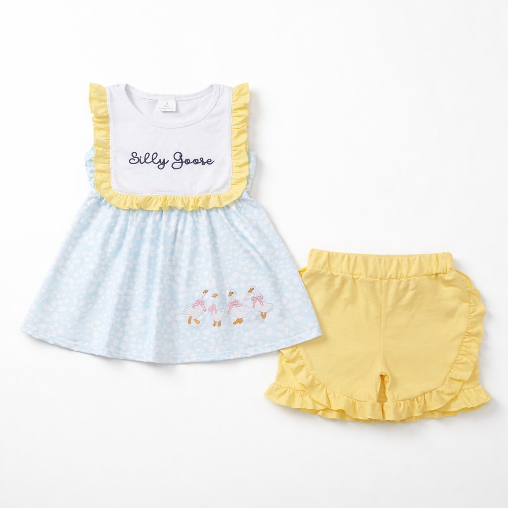Girls, silly goose, two piece short set