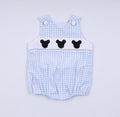 Boy’s Hand Smocked gingham mouse character bubble