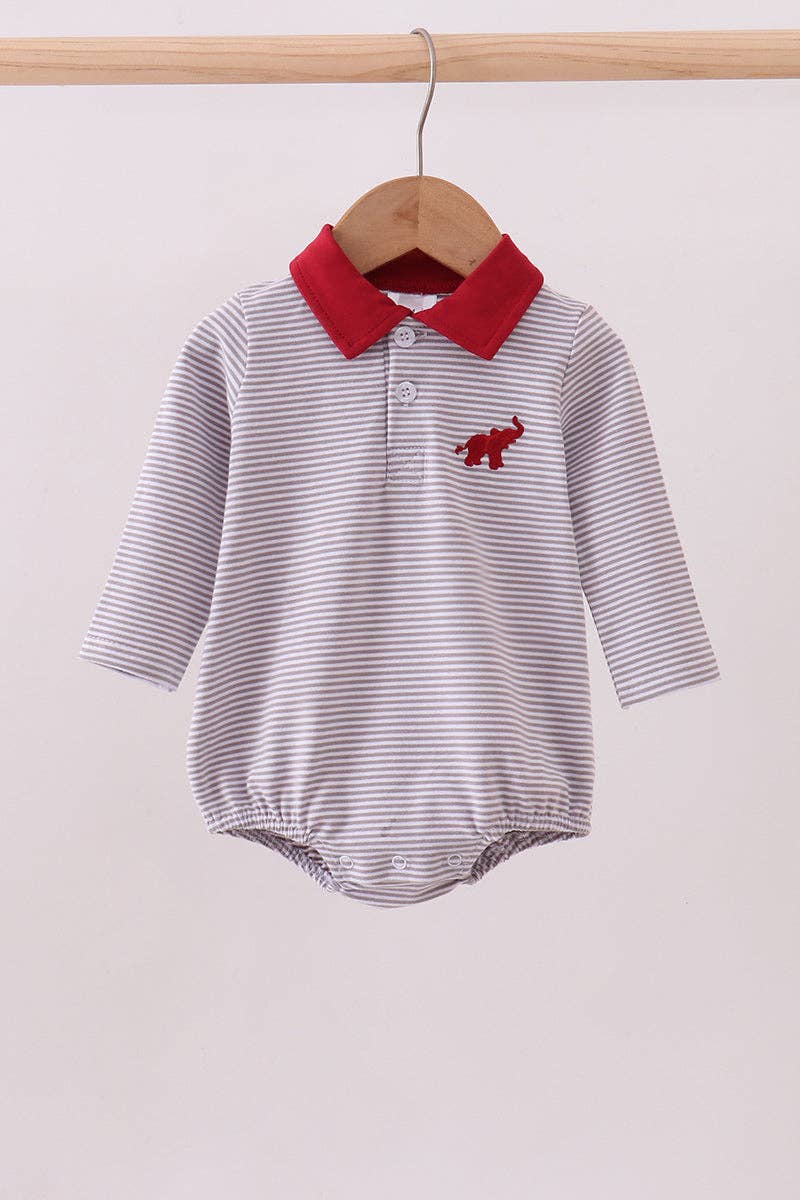 Boy’s Premium Maroon Alabama elephant embroidery stripe bubble