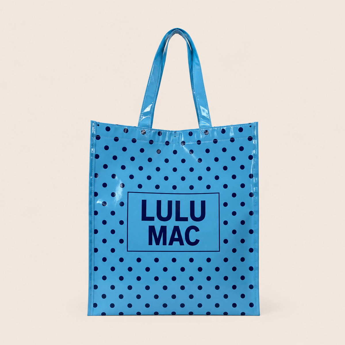 LM-BG-1004 REUSABLE TOTE-LT BLUE DARK BLUE DOTS Lulu Mac