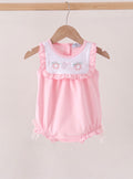 Pink pumpkin bow embroidery, ruffle, bubble girls fall