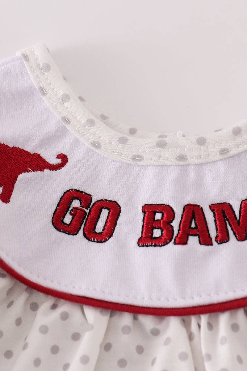 Girl’s Maroon Alabama embroidery dot bubble