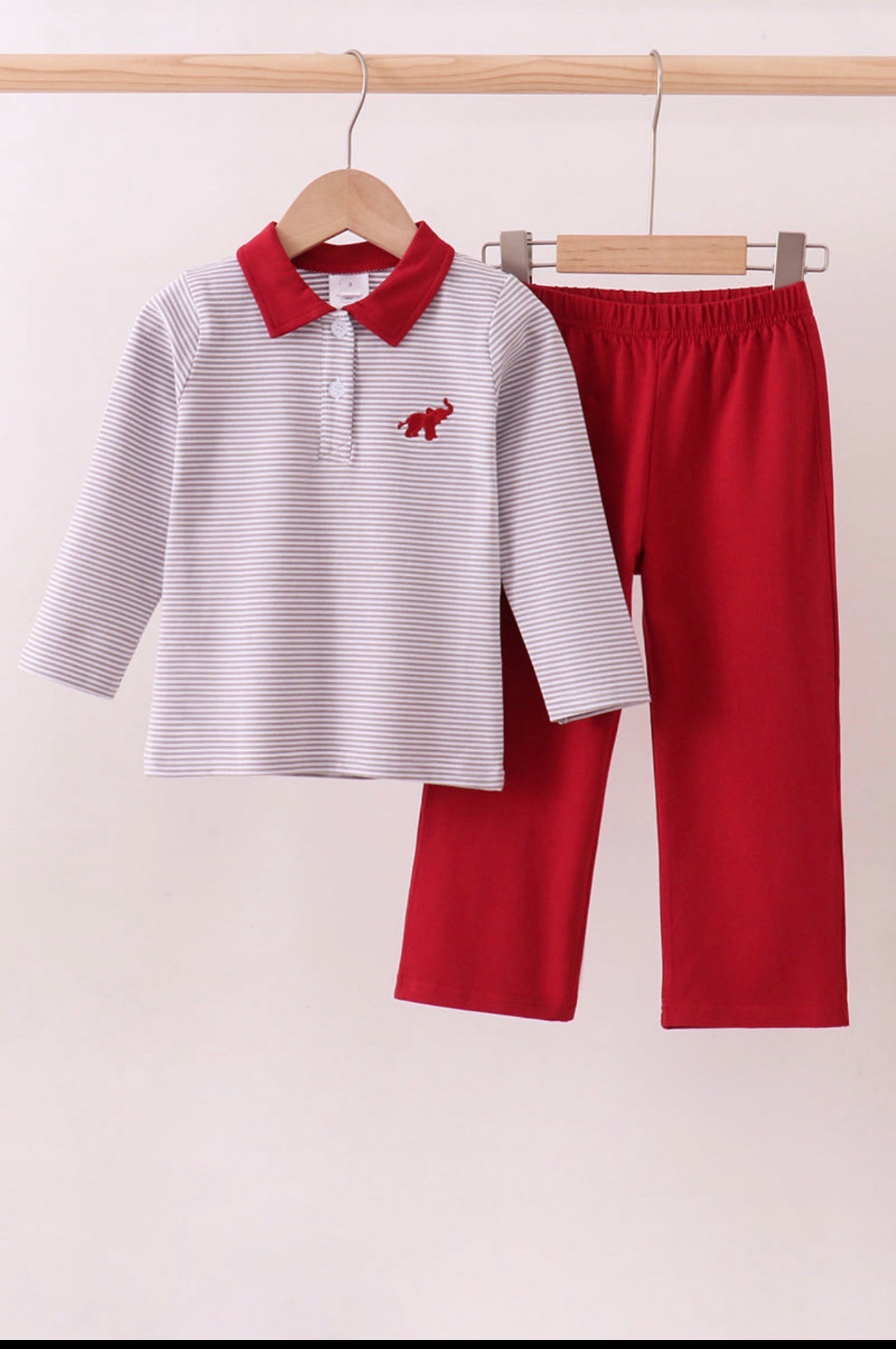 Boys Alabama striped collar long sleeve shirt and pants set