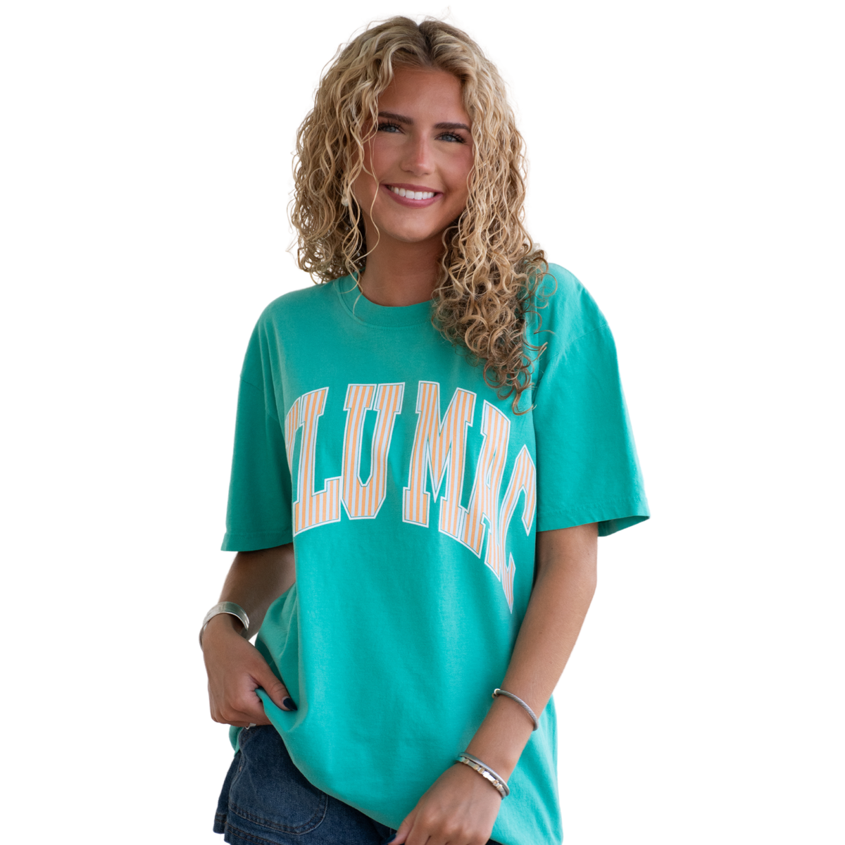LM-STR-1000 Stripe Adult Cream Sickle Sky/Island Green Comfort Colors Tee Lulu Mac