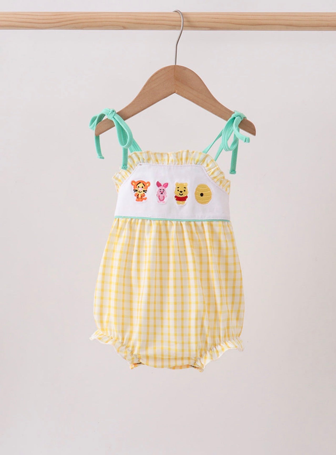 Girls, yellow, honey, bear, embroidered character bubble