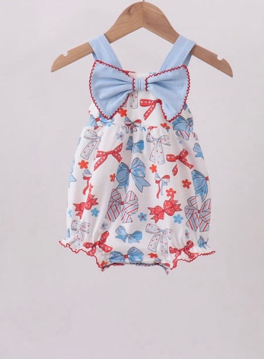 Girls bow bubble, red white blue