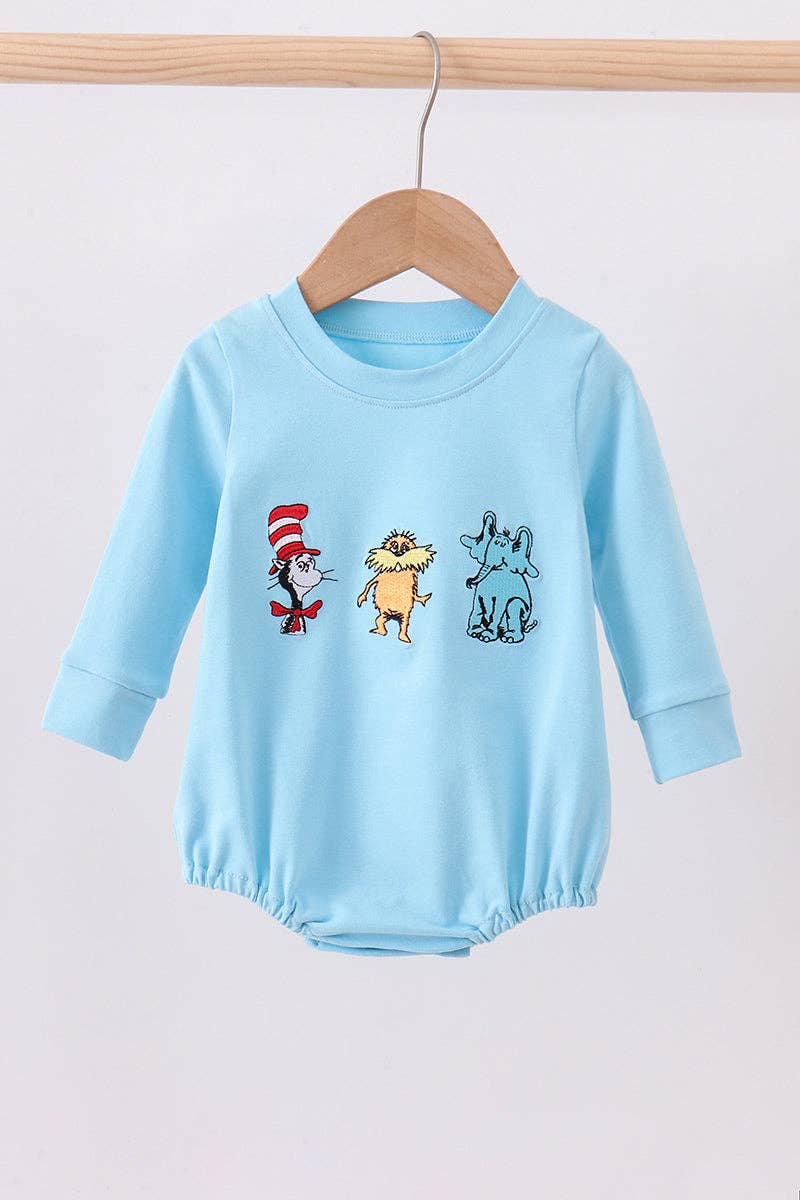 Blue character embroidery bubble Boy & Girl