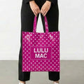 LM-BG-1004 REUSABLE TOTE -HOT PINK WHITE DOT Lulu Mac