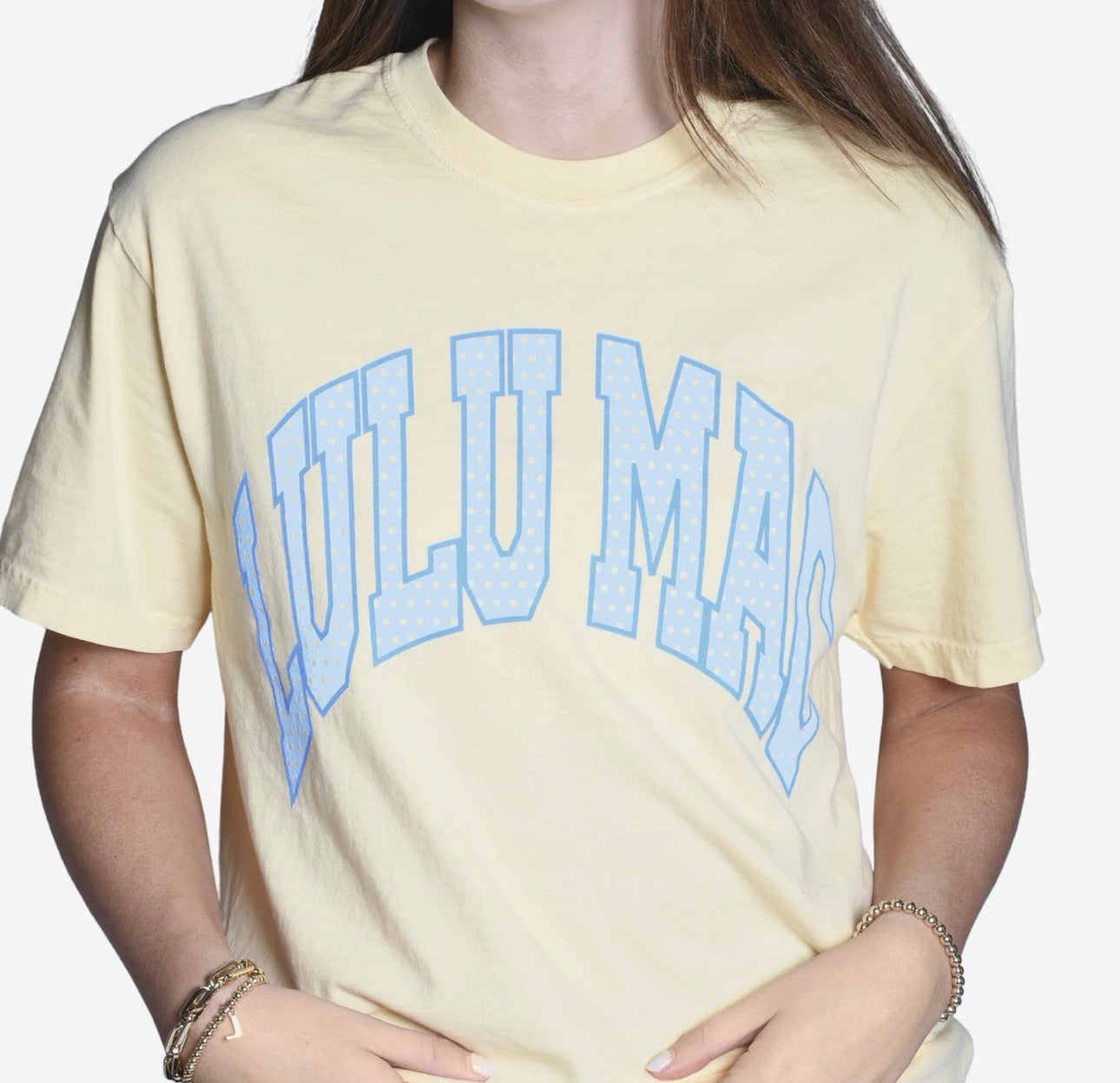Lulu Mac Yellow & Blue Polka Dot T- Shirt Women’s