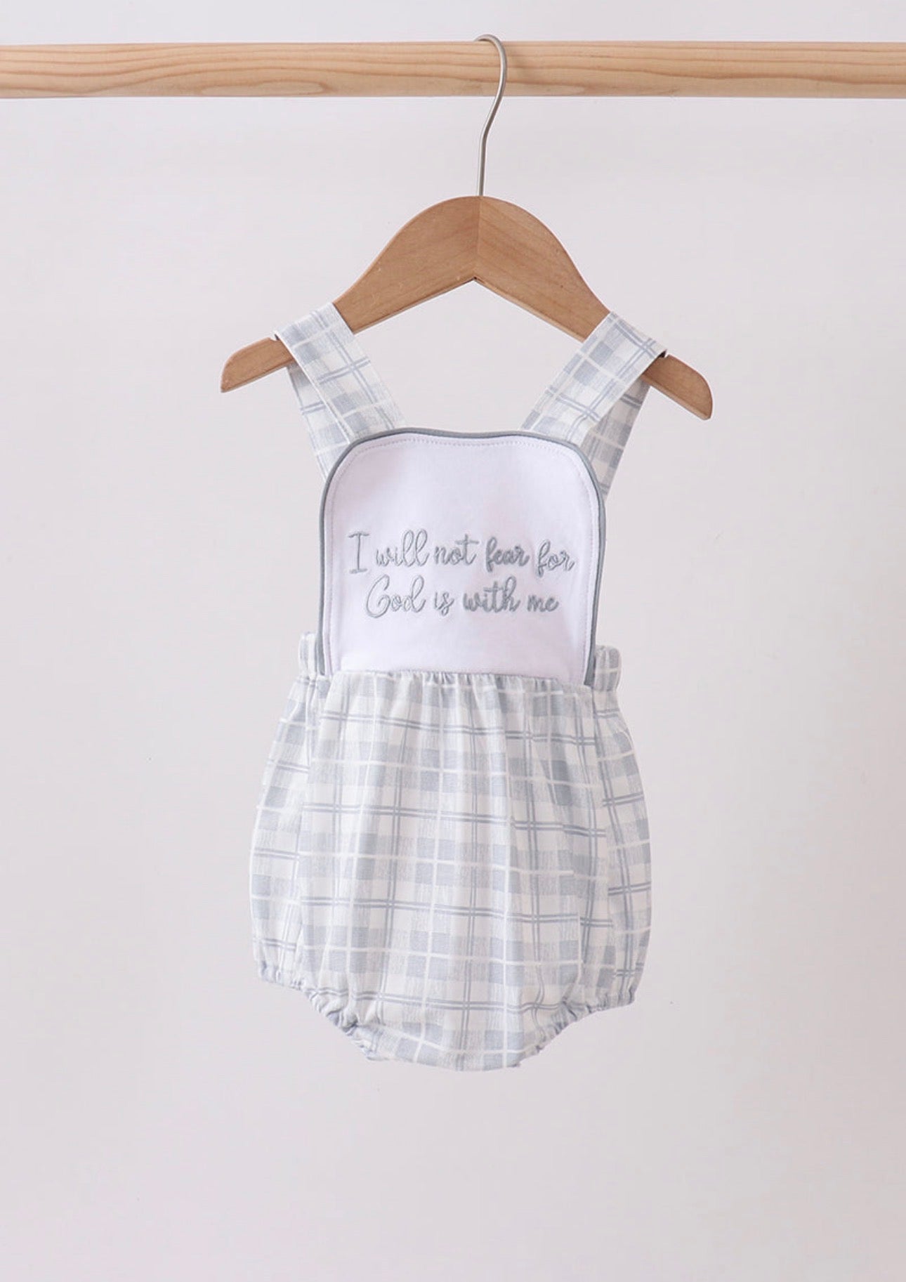 Boys blue Faith quote embroidered bubble ￼