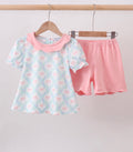 Pink Floral Bow Print
Scalloped Shorts Set Girl’s