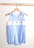 Boy’s Blue Hand Smocked Cross Bubble