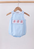 Blue flag smocked jacquard bubble Boy’s