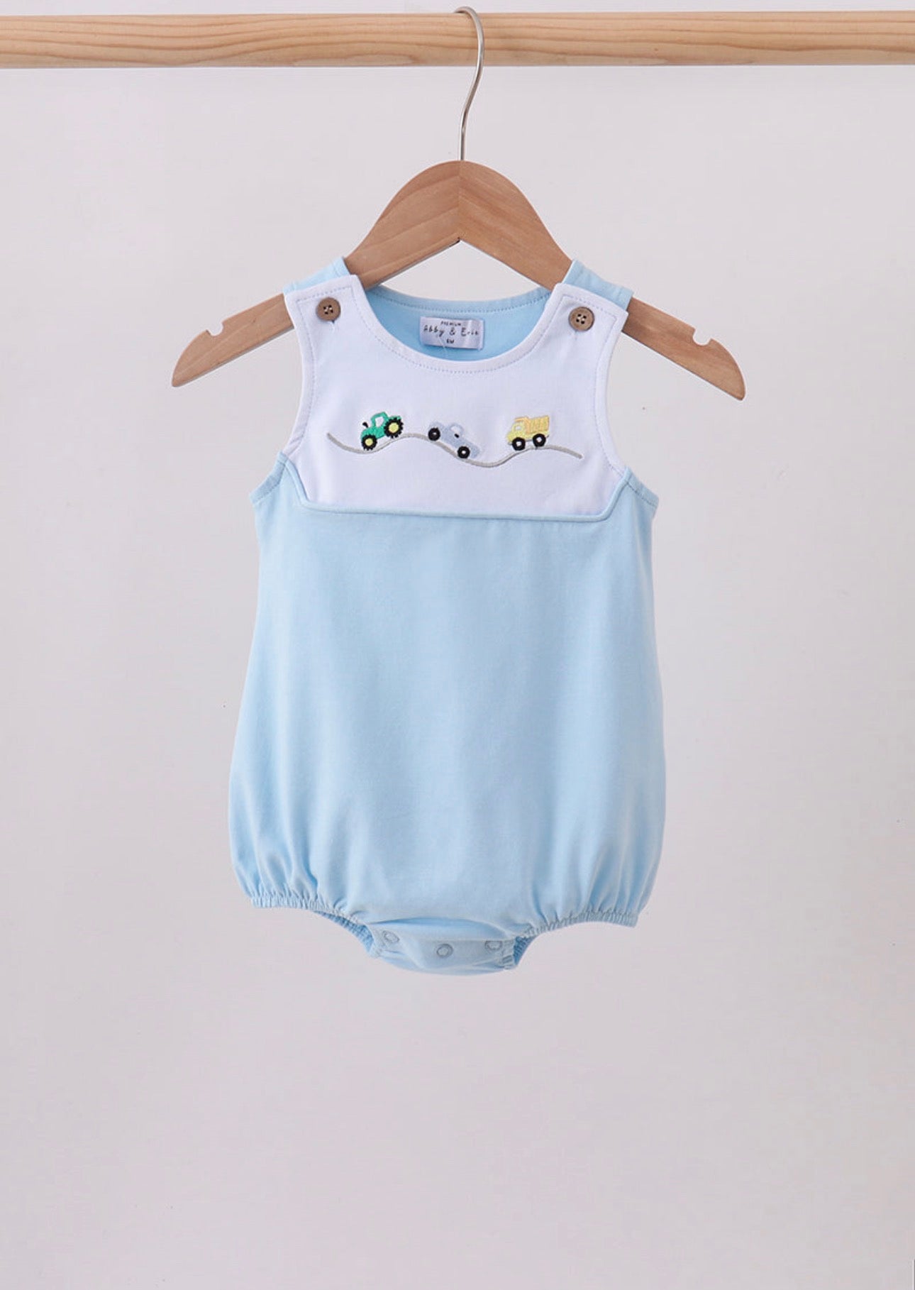 Embroidered Car Tractor Blue bubble Boy’s