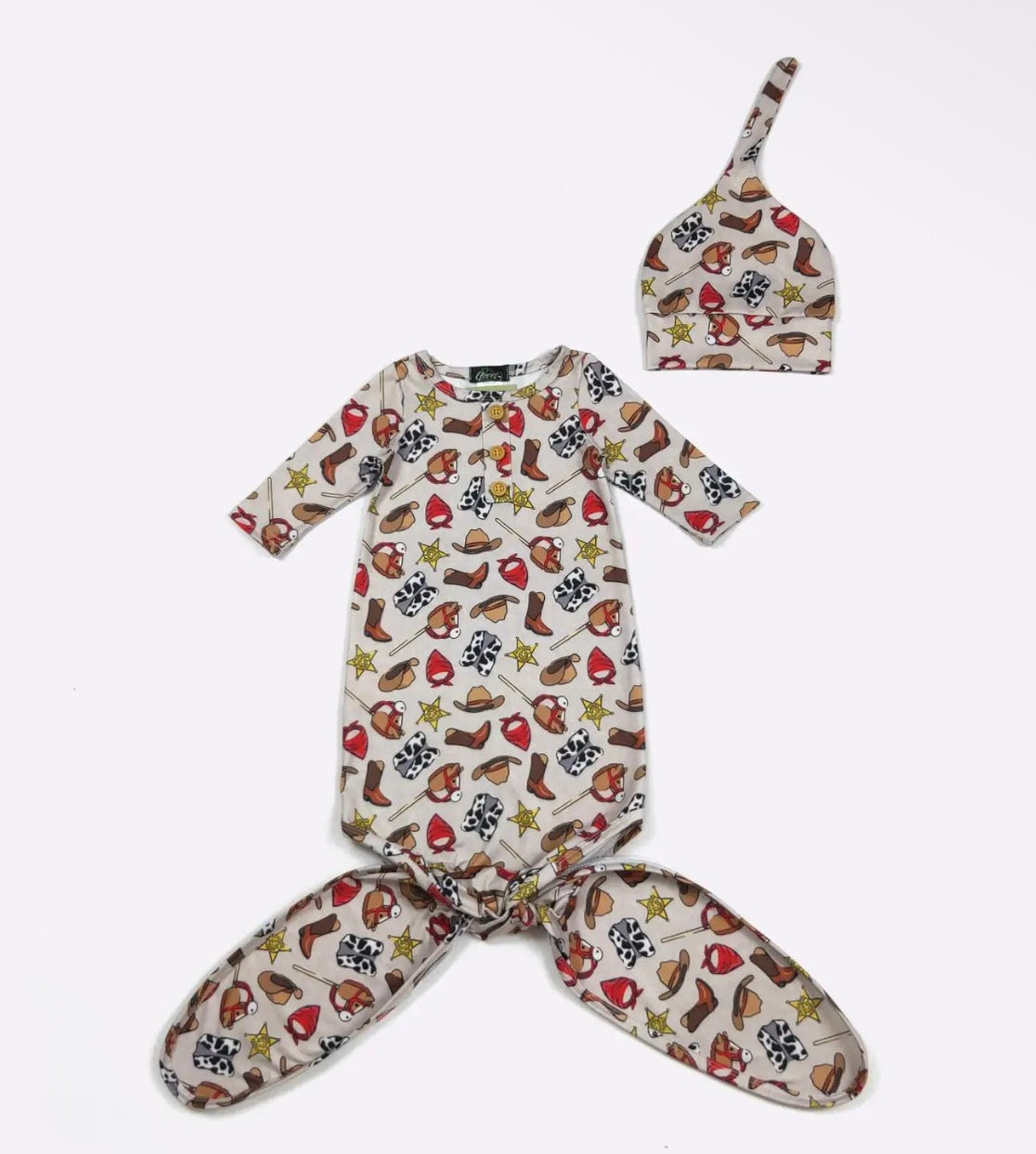 Cowboy Sheriff Western Knotted Gown & Hat Boy