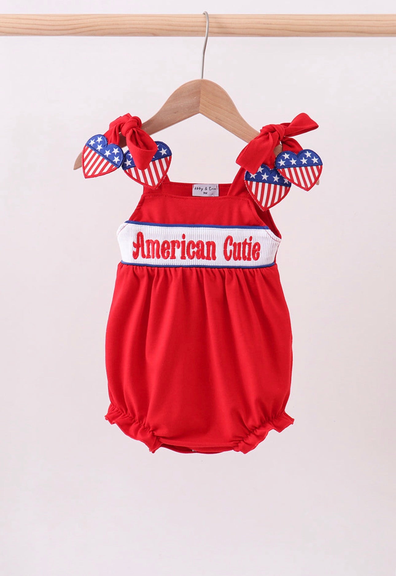Smocked “American Cutie” Flag Girl’s Bubble July