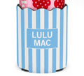 Lulu Mac Stripped white & blue Coozie