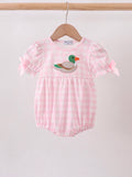 Pink mallard gingham appliqué bubble hunting girls ￼