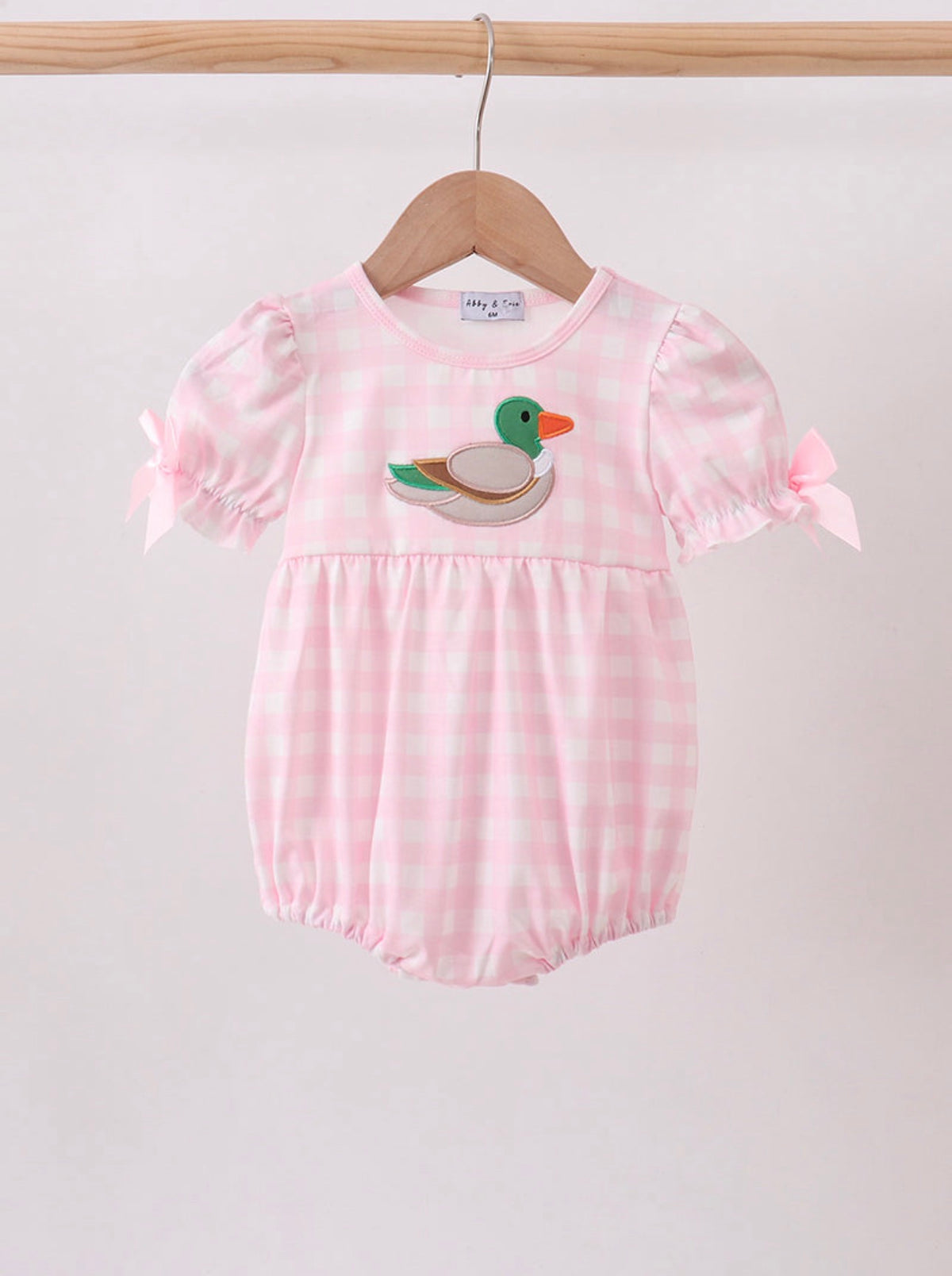 Pink mallard gingham appliqué bubble hunting girls ￼