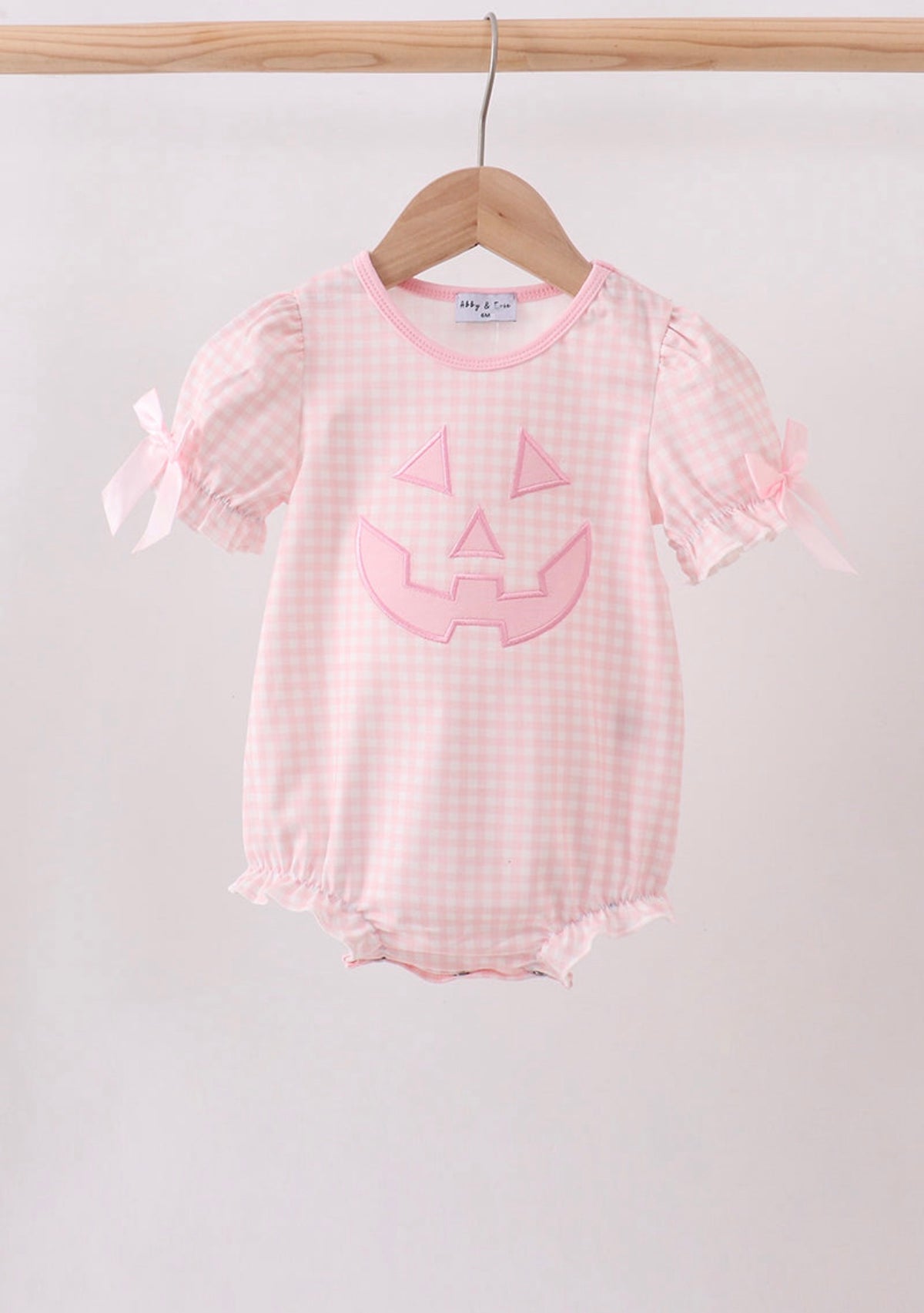Girl’s Pink Jack-O-Lantern
Applique Bow Bubble
