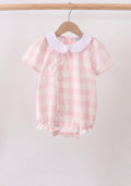 Pink Gingham Doll Collar button Bubble