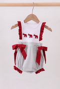 Maroon Alabama embroidery ruffle stripe bubble Girl’s