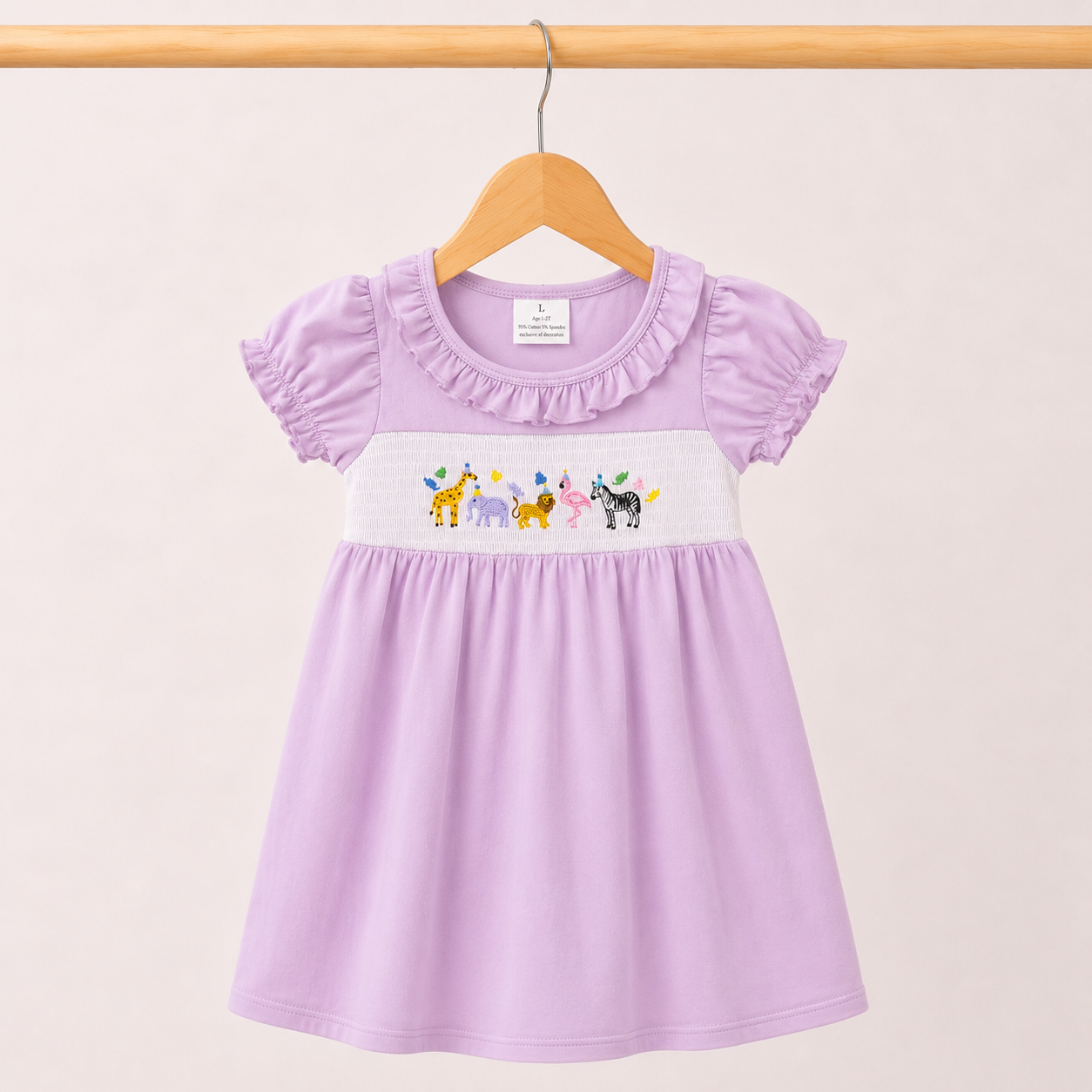 Girl’s Smocked Animal Birthday Dress