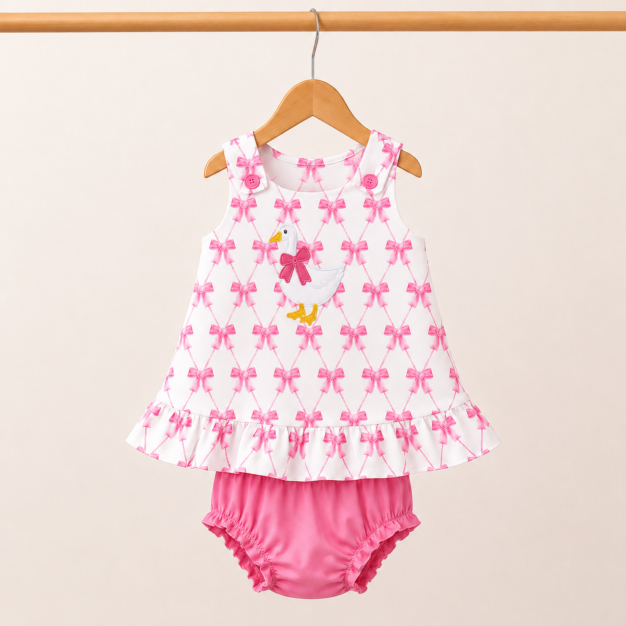 Girl’s Goose & Bow Bloomer Set