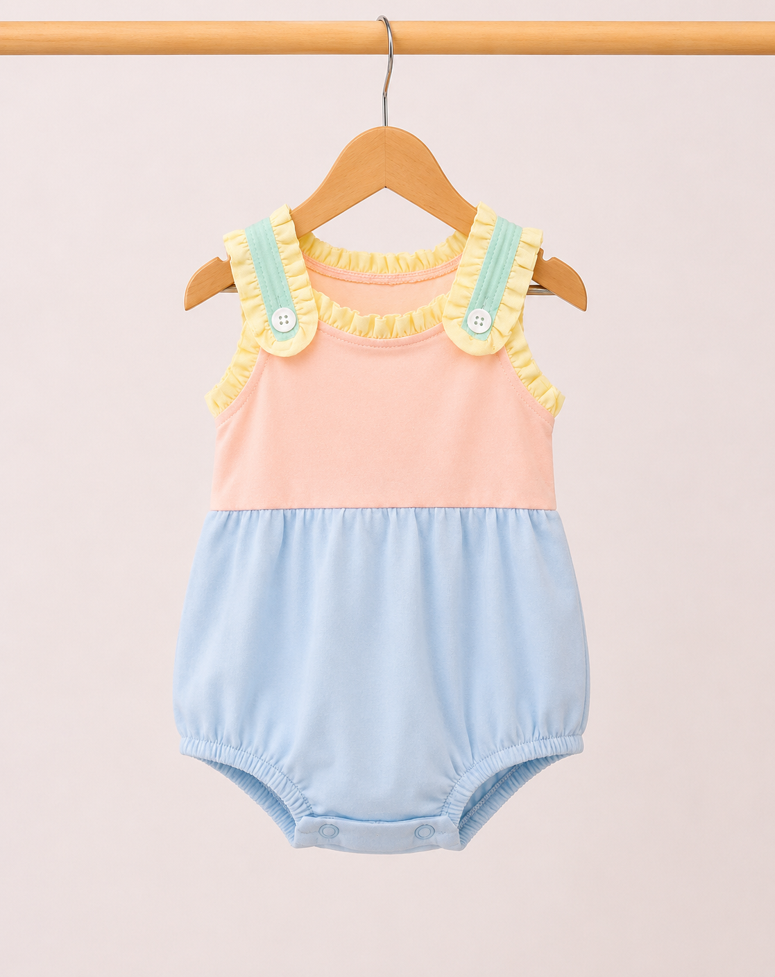 Girls Pastel color block Ruffle bubble