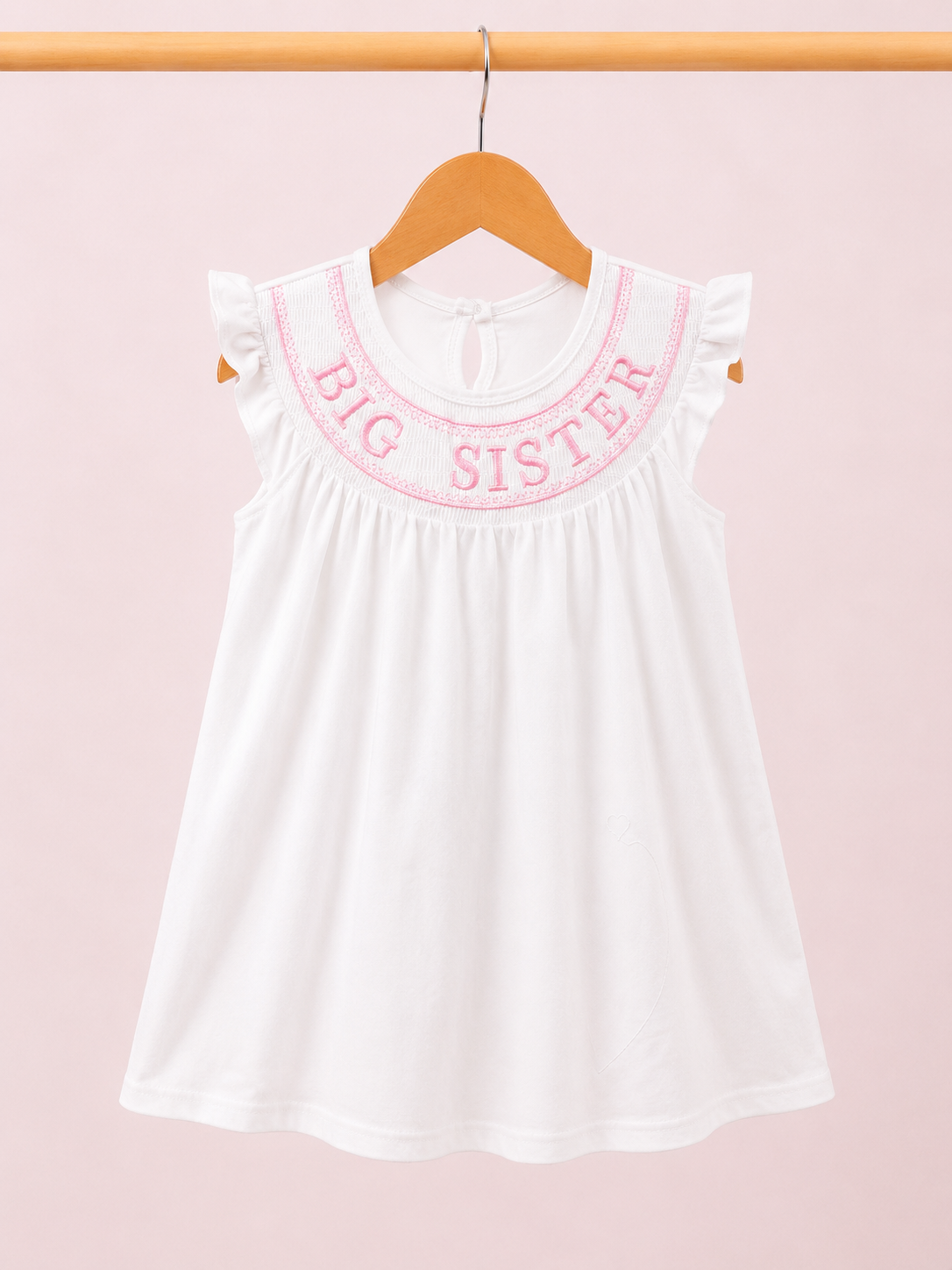Girl’s white smocked Big sister dress