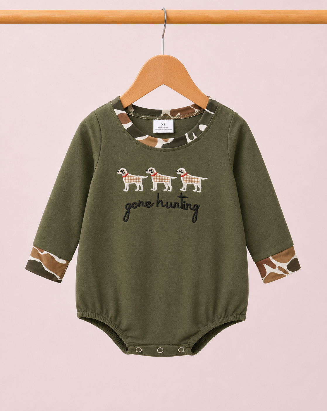 Green Long-sleeve “Gone Hunting” Dog Boy’s Bubble