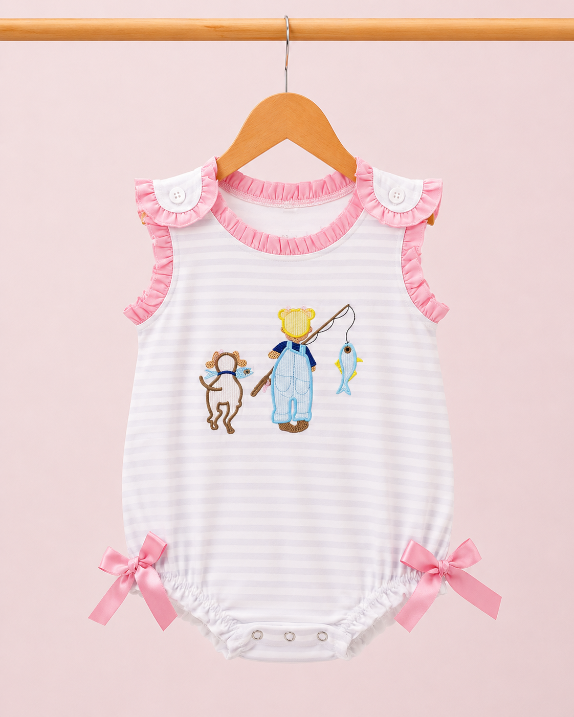 Girl’s Gone Fishing Pink Ruffle Bubble