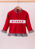 Girl’s Alabama football ruffle pull over