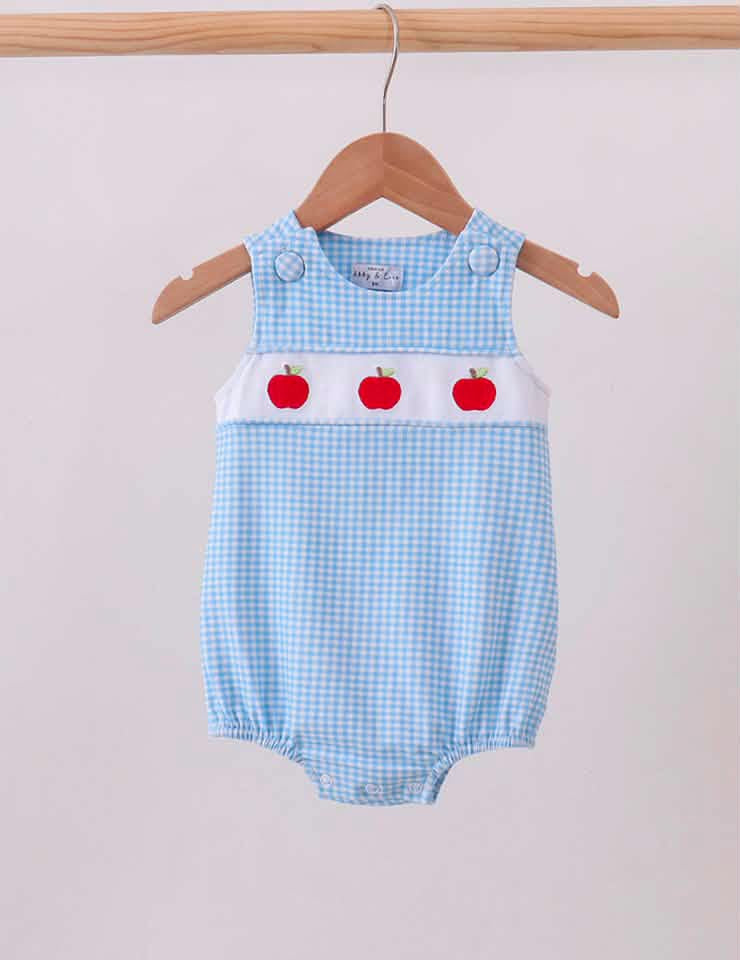 Blue Plaid Apple Bubble Boy’s School