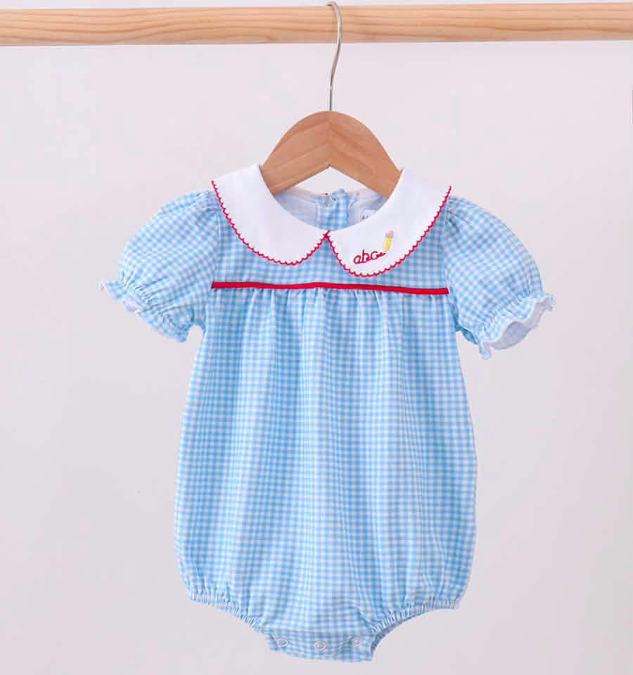 Girl’s ABC Plaid Collar Bubble School