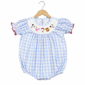 Girl’s Smocked Farm Animal Bubble