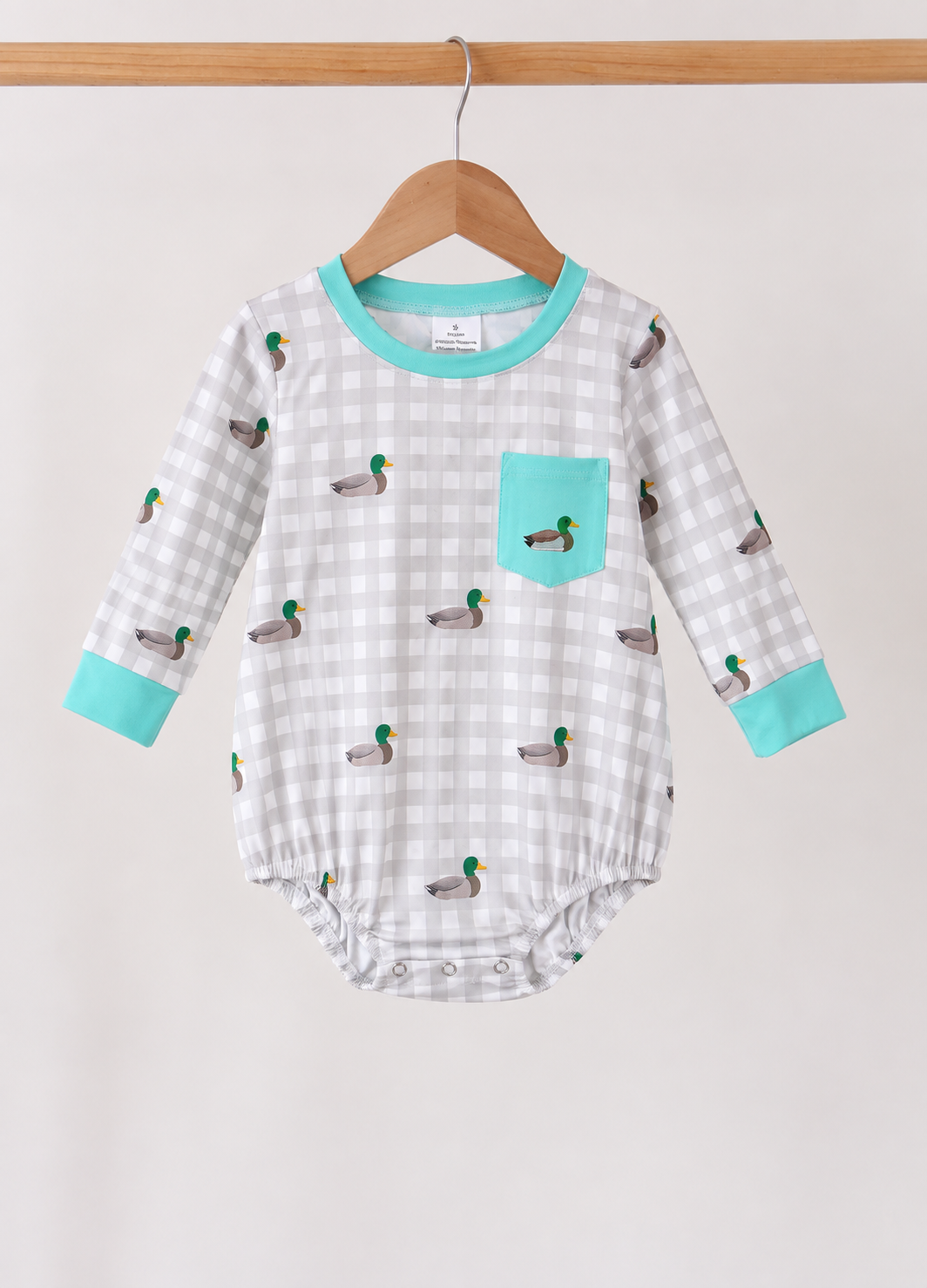 Mallard Embroidered Teal Pocket Embroidered Longsleve Boy’s Bubble