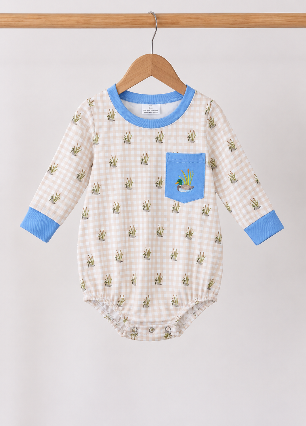 Mallard & Marsh Grass Embroidered Longsleeve Pocket Bubble Boy’s