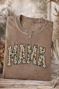 Women’s Camo Oversized “Mama” 100% Cotton T-Shirt / Brown